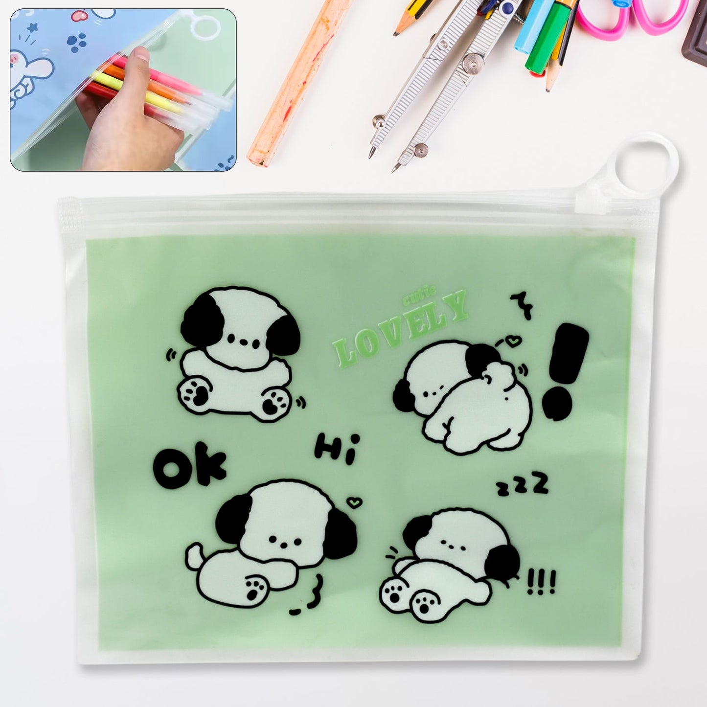 Reusable Multipurpose Pouch Pen Stationary Case Travel, (1 Pc/ Mix Design)