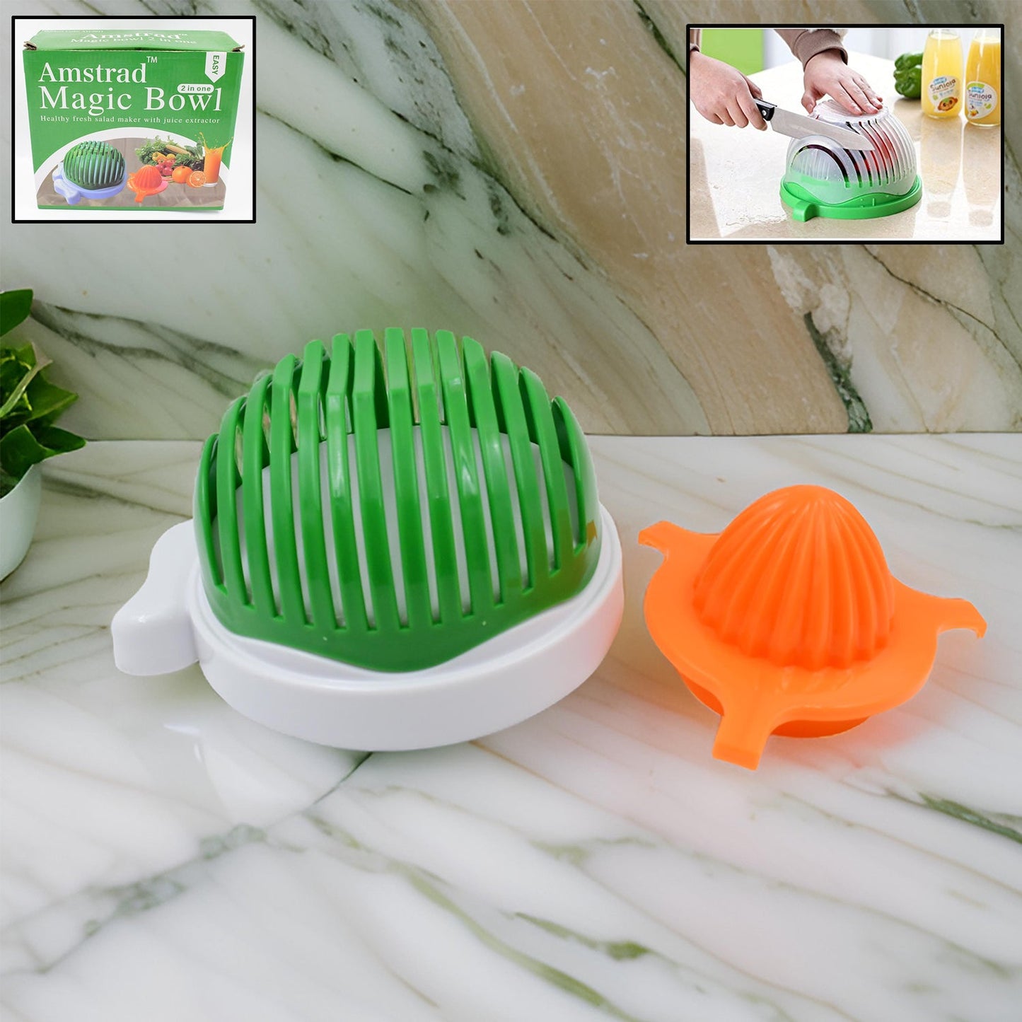 2 In 1 Salad Cutter Bowl with Lemon Squeezer