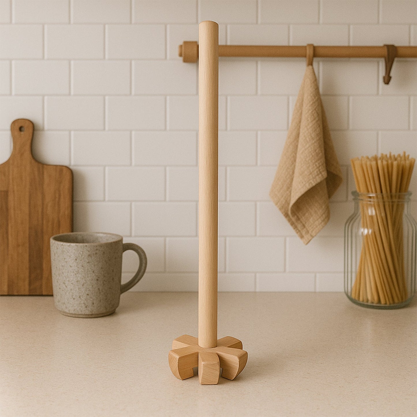 Wooden blender for all kitchen purposes.