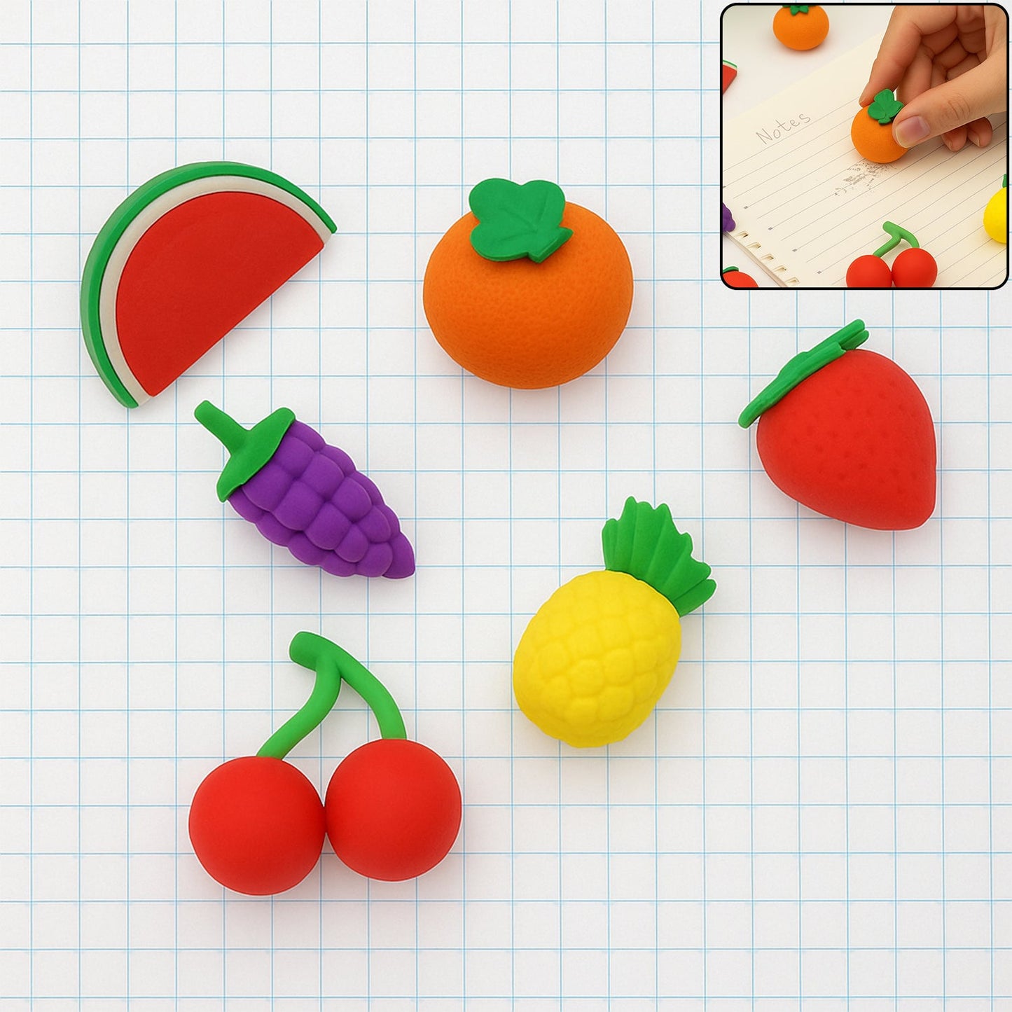 3D Mix Design Fancy & Colorful Erasers – Novelty Set for Kids & School Prize (1 Set)