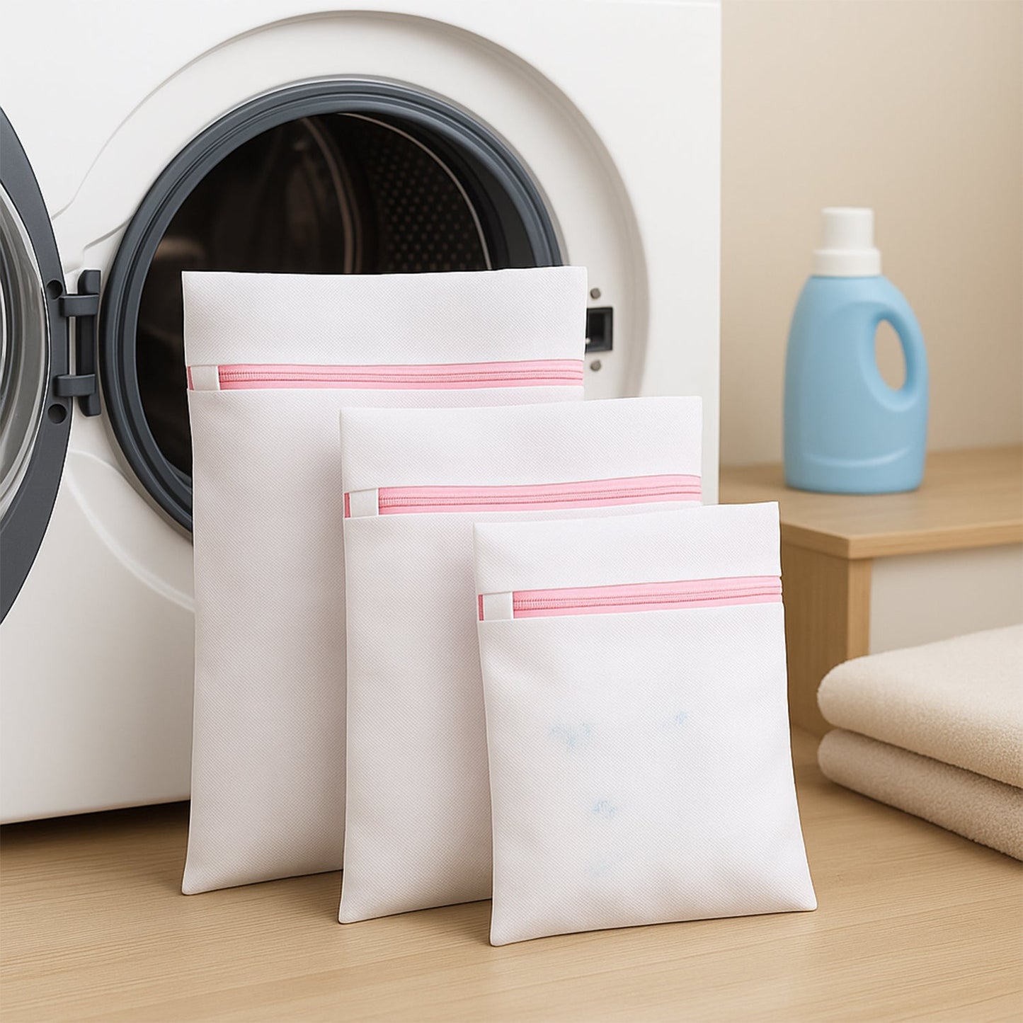 Reusable and Durable Zip Mesh Laundry Bag 3 Different Size (3 Pcs Set)