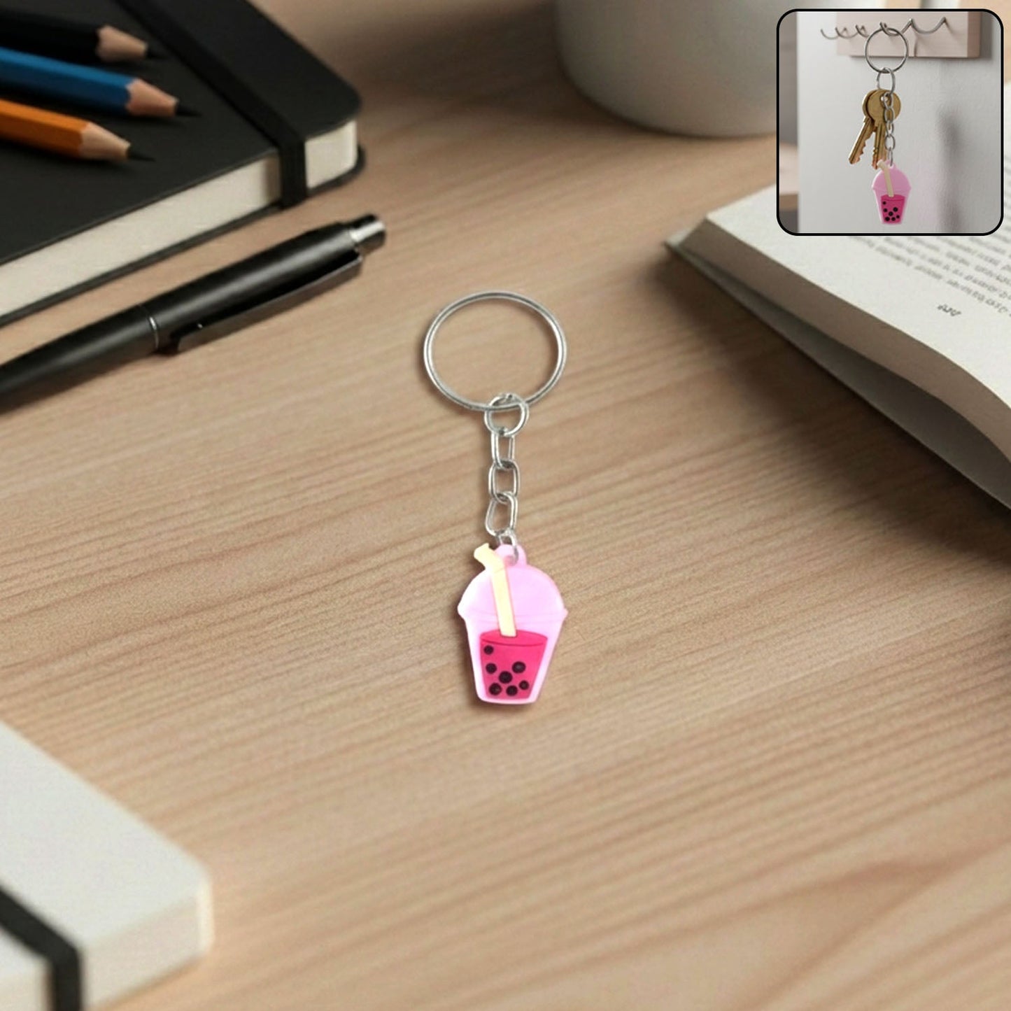 Cute Bubble Tea Cartoon Keychain (1 Pc)