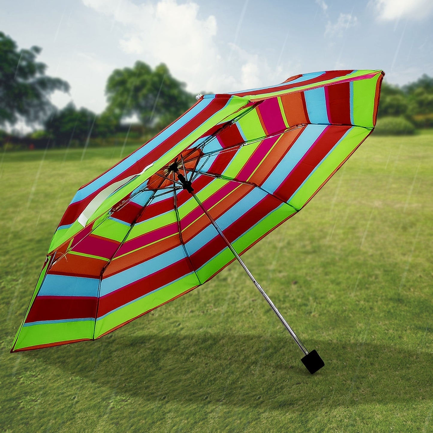 3-Fold Sun & Rain Protective Solid Foldable Umbrella, (1 Pc / Mix Design)