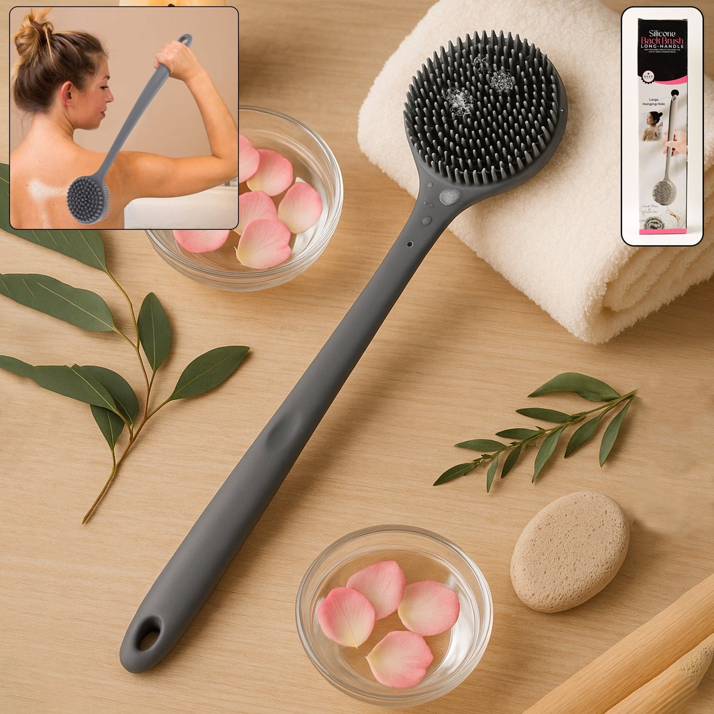 Silicone Long Handle Bath Scrubber