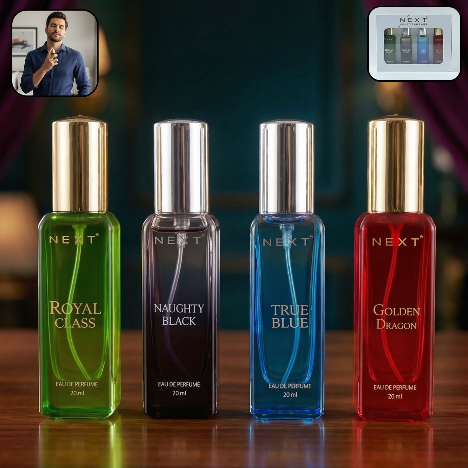 Next luxury fragrances mini eau de parfum gift set 4 pc 20 ml each