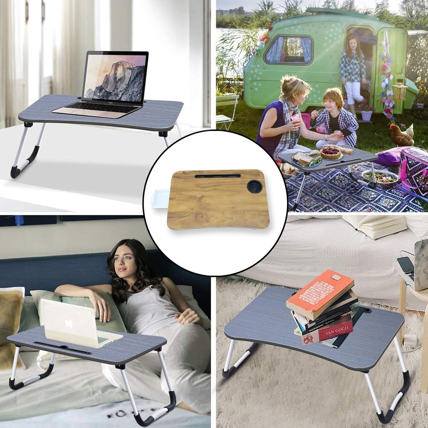 Multi-Purpose Laptop Desk (1 Pc / Mix Plain Design / 58×38 Cm)