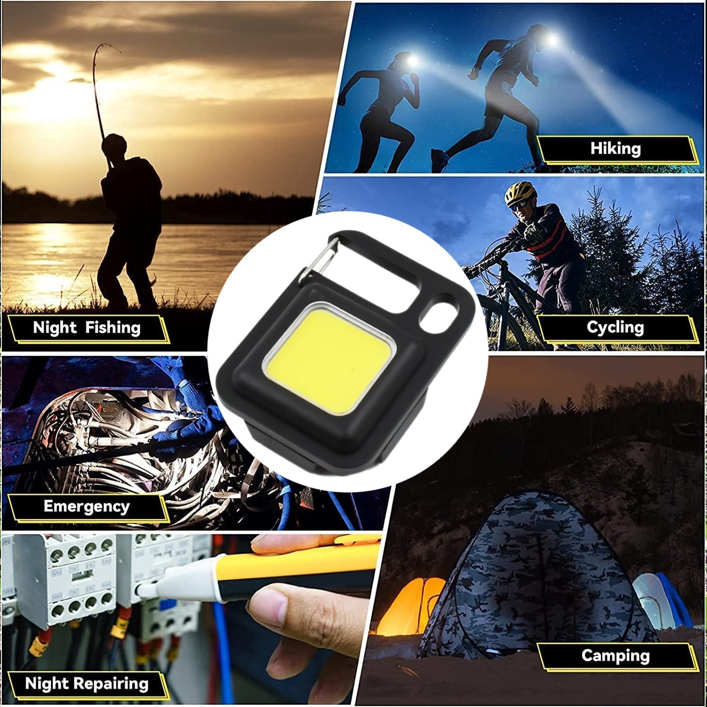 LED Battery Operated Keychain Flashlight with Folding Bracket (1 Pc)
