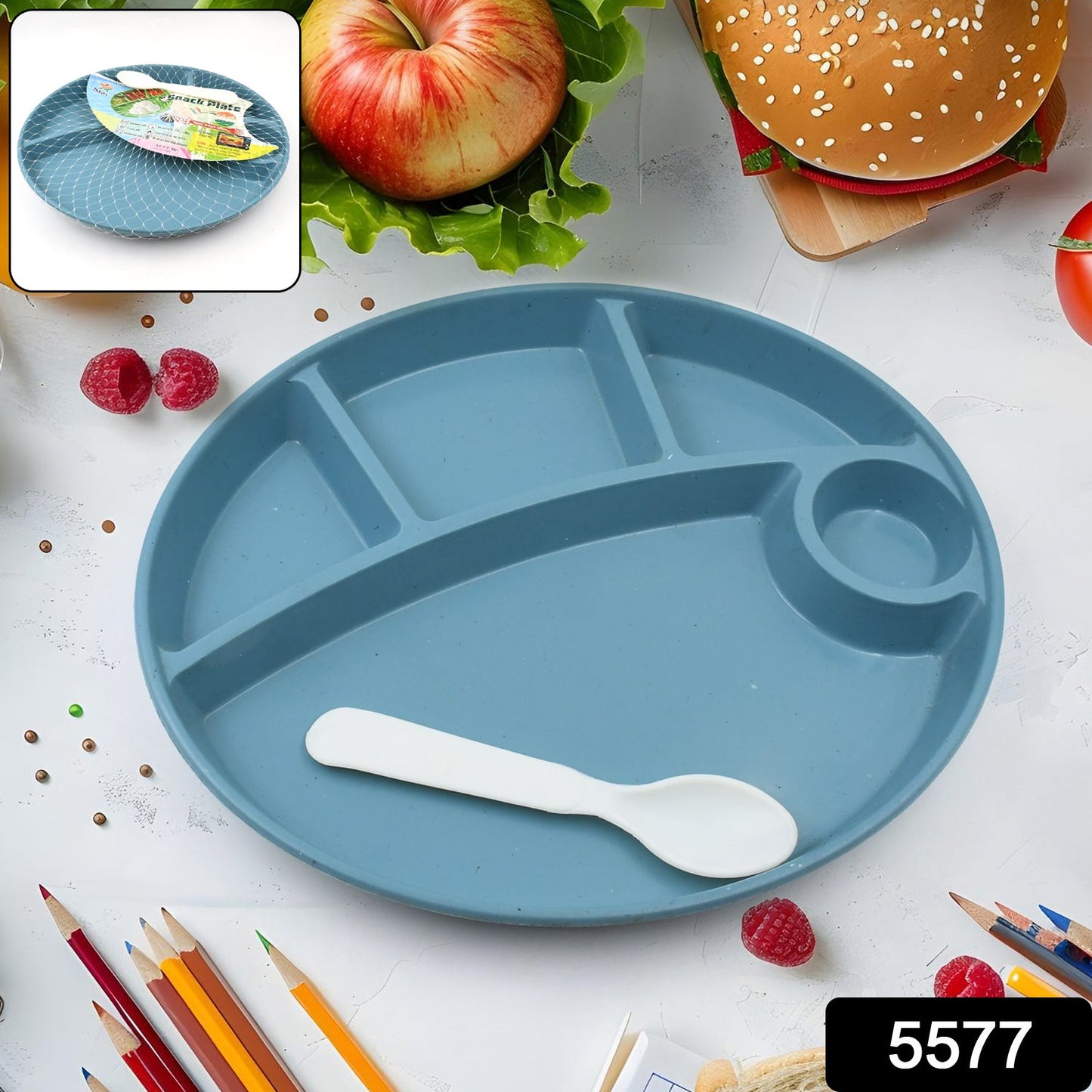 Biodegradable 5-Compartment Food Plate for Kids, BPA-Free (1 Pc)