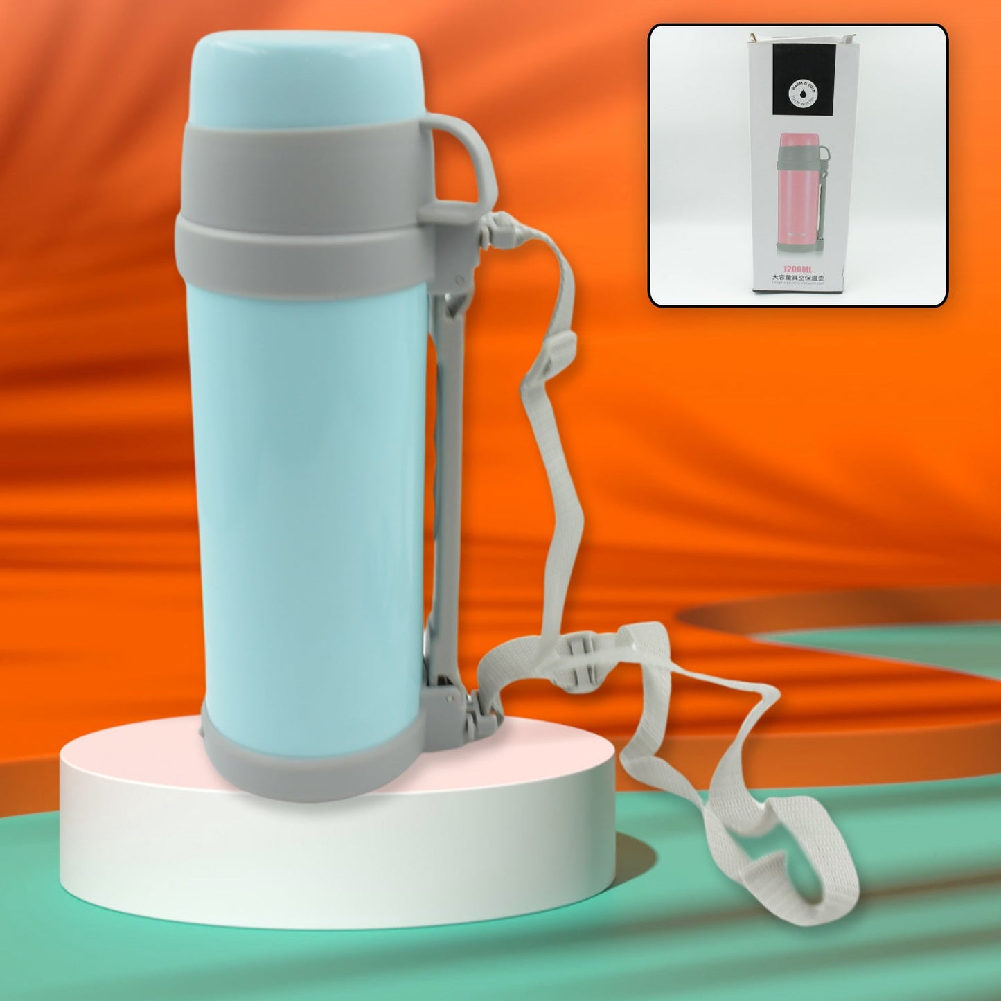 Stainless Steel Vacuum Bottle – 1200 ML Double-Wall Insulated Travel Bottle