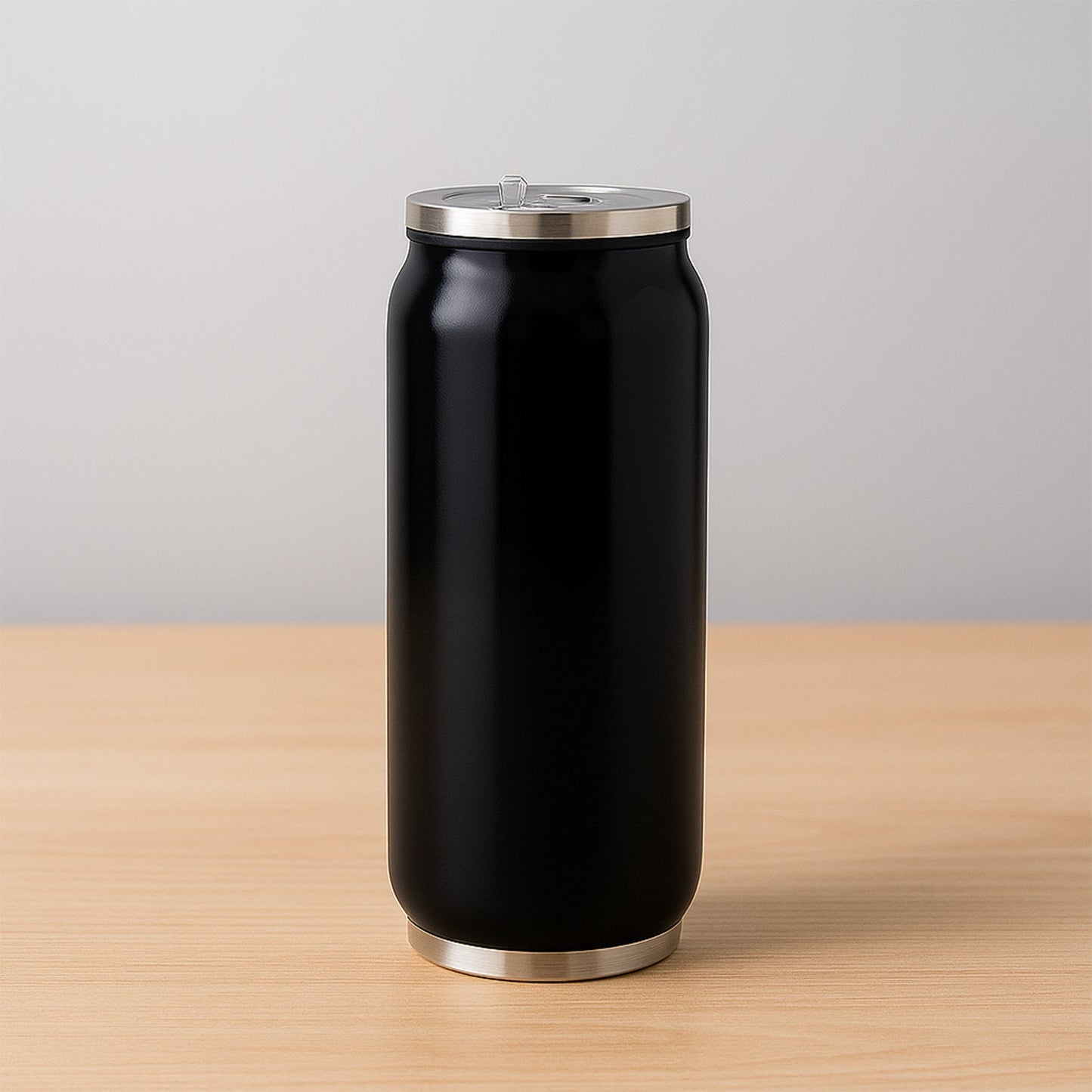 Stainless Steel Can-Shaped Vacuum Flask Built-In Straw 500ml Approx, Tumbler (1 Pc)