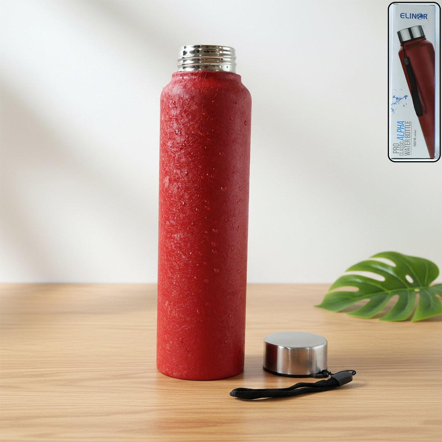 Red Alpha Pro Classic Stainless Steel Water Bottle 1000 ML ,Red Color