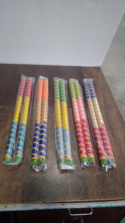 Traditional Decorative Dandiya Sticks Pair for Navratri, Garba (2 Pc)