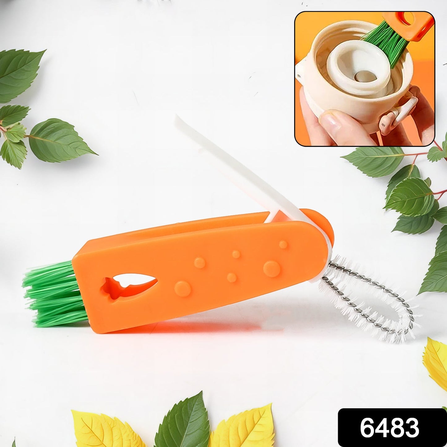 3-in-1 Multifunctional Cleaning Brush Set – Mini Bottle, Cup & Lid Cleaner (1 Pc)